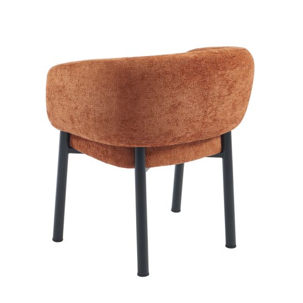 Fauteuil de table ABELIA chenille terracotta et pieds métal noir