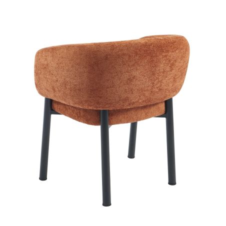Fauteuil de table ABELIA chenille terracotta et pieds métal noir