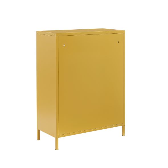 Buffet PANTONE jaune moutarde portes en verre cannelé 75cm