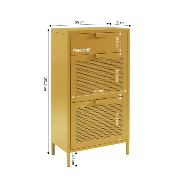 Meuble à chaussures PANTONE métal jaune moutarde 55cm
