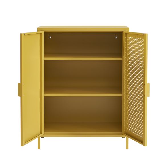 Buffet PANTONE métal jaune moutarde 2 portes 75cm