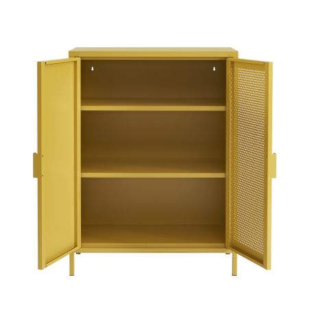 Buffet PANTONE métal jaune moutarde 2 portes 75cm