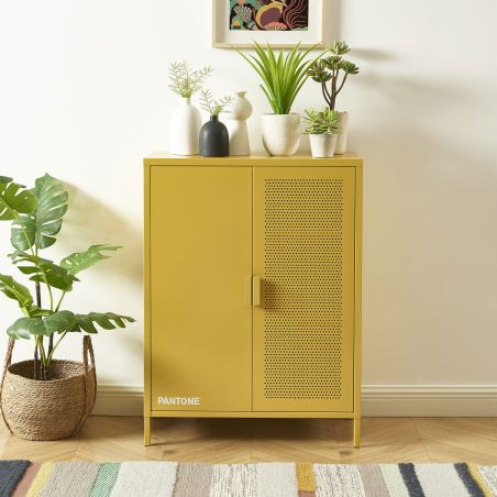Buffet PANTONE métal jaune moutarde 2 portes 75cm