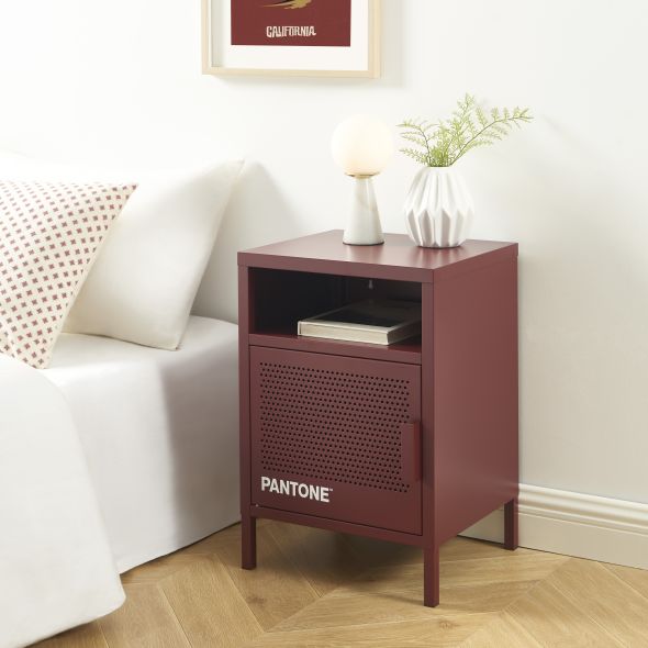Table de chevet PANTONE métal bordeaux 40cm