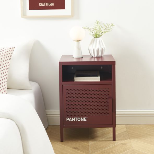 Table de chevet PANTONE métal bordeaux 40cm