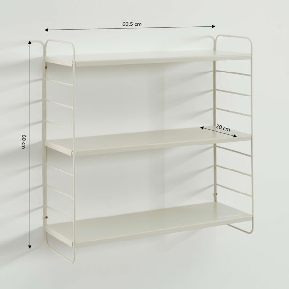 Etagère murale 3 niveaux PANTONE métal beige sable 60,5x20cm