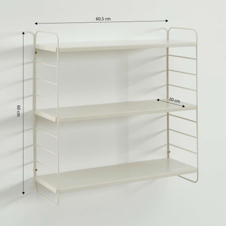 Etagère murale 3 niveaux PANTONE métal beige sable 60,5x20cm