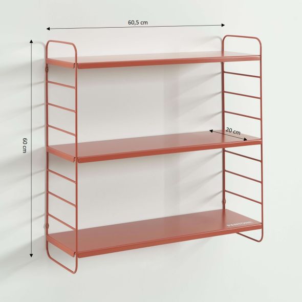 Etagère murale 3 niveaux PANTONE métal terracotta 60,5x20cm