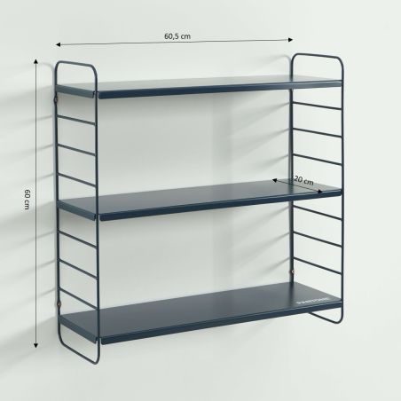 Etagère murale 3 niveaux PANTONE métal bleu nuit 60,5x20cm