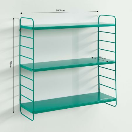 Etagère murale 3 niveaux PANTONE métal vert émeraude 60,5x20cm