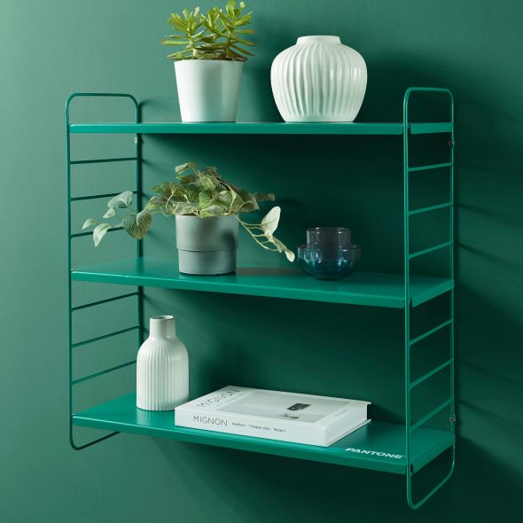 Etagère murale 3 niveaux PANTONE métal vert émeraude 60,5x20cm