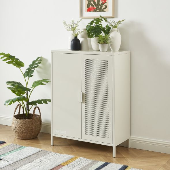 Buffet PANTONE métal beige sable 2 portes 75cm