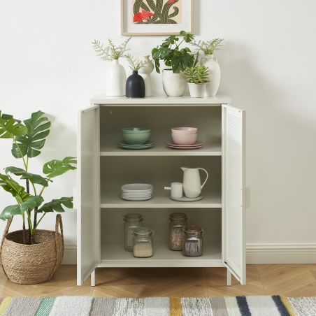 Buffet PANTONE métal beige sable 2 portes 75cm