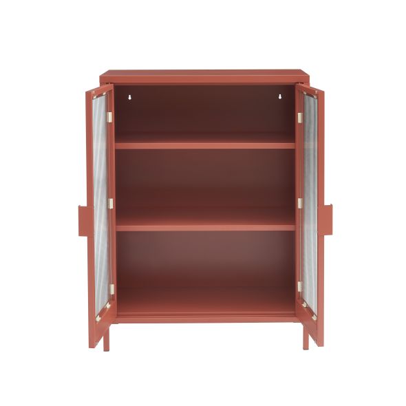 Buffet PANTONE terracotta portes en verre cannelé 75cm