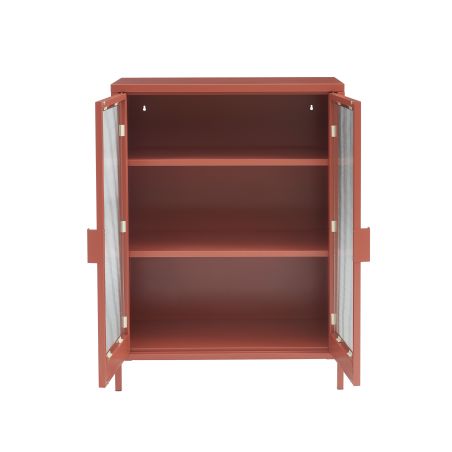 Buffet PANTONE terracotta portes en verre cannelé 75cm
