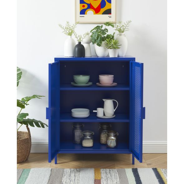 Buffet PANTONE métal bleu électrique 2 portes 75cm