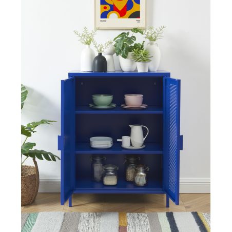 Buffet PANTONE métal bleu électrique 2 portes 75cm