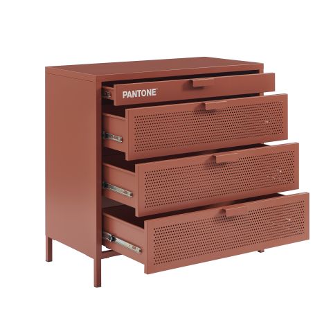Commode PANTONE 4 tiroirs métal terracotta 80cm