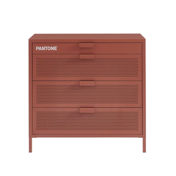 Commode PANTONE 4 tiroirs métal terracotta 80cm